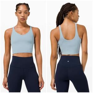 Lululemon Align Tank Chambray Light Blue Size 14 Nulu Scoop Neck Bra Crop Top